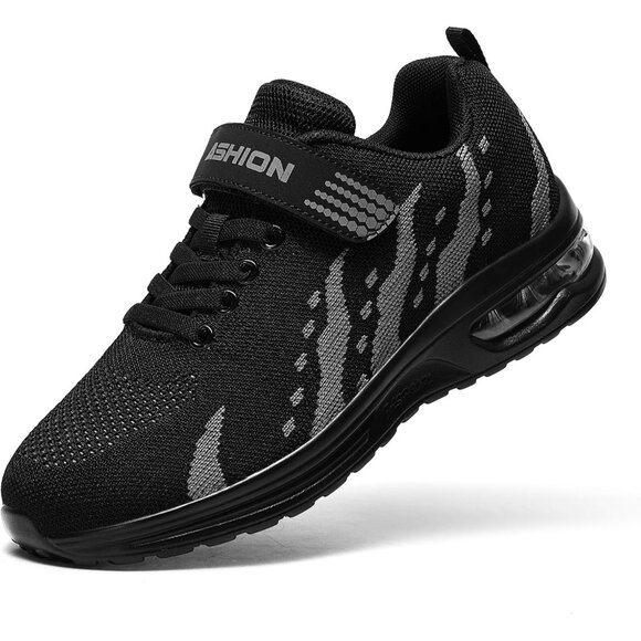 Kids 3208-black Grey Running Breathable Lightweight Non Slip Comfortbale Sneaker - Picture 1 of 7